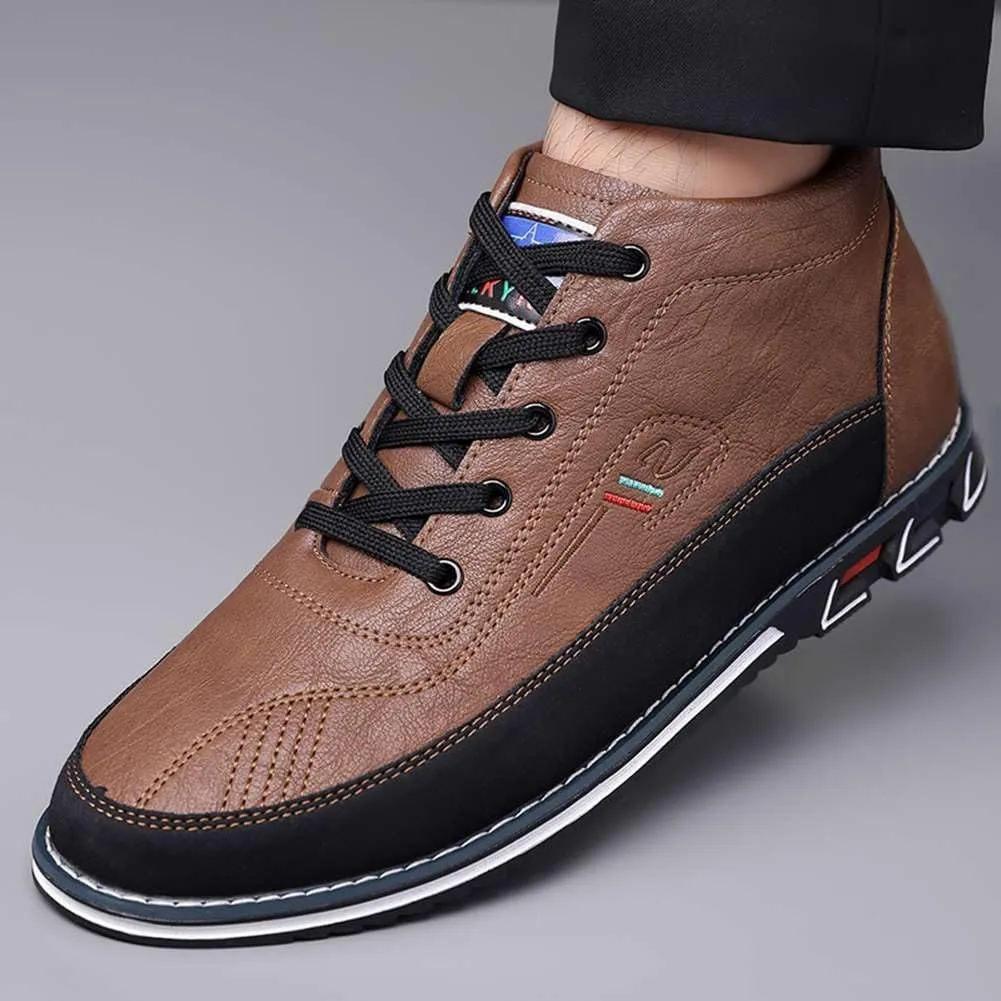 mitvr Men's Casual Dress Boots Motorcycle Boots Plus Size Ankle Boots Lace Up Fashion Leather Boots Business Wedding Party Shoes