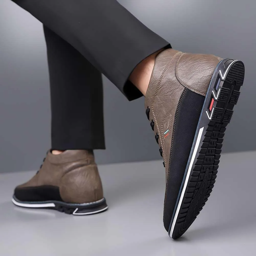 mitvr Men's Casual Dress Boots Motorcycle Boots Plus Size Ankle Boots Lace Up Fashion Leather Boots Business Wedding Party Shoes