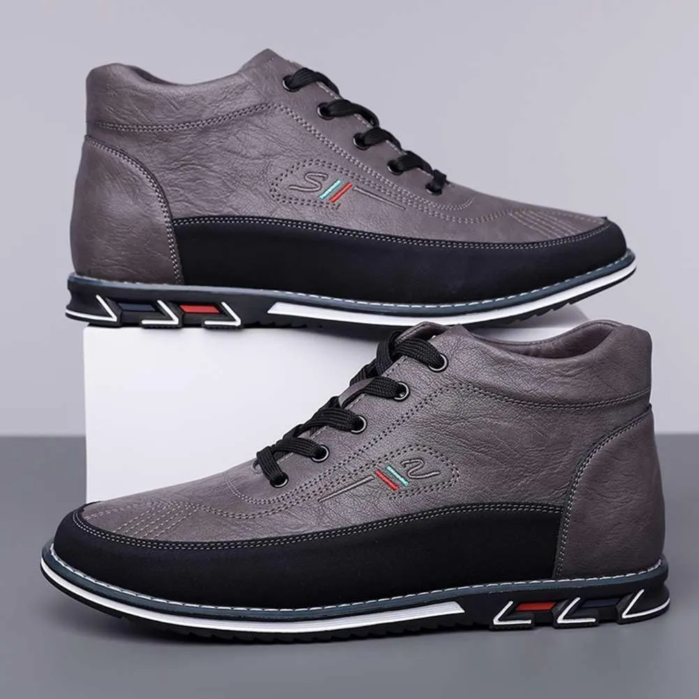 mitvr Men's Casual Dress Boots Motorcycle Boots Plus Size Ankle Boots Lace Up Fashion Leather Boots Business Wedding Party Shoes