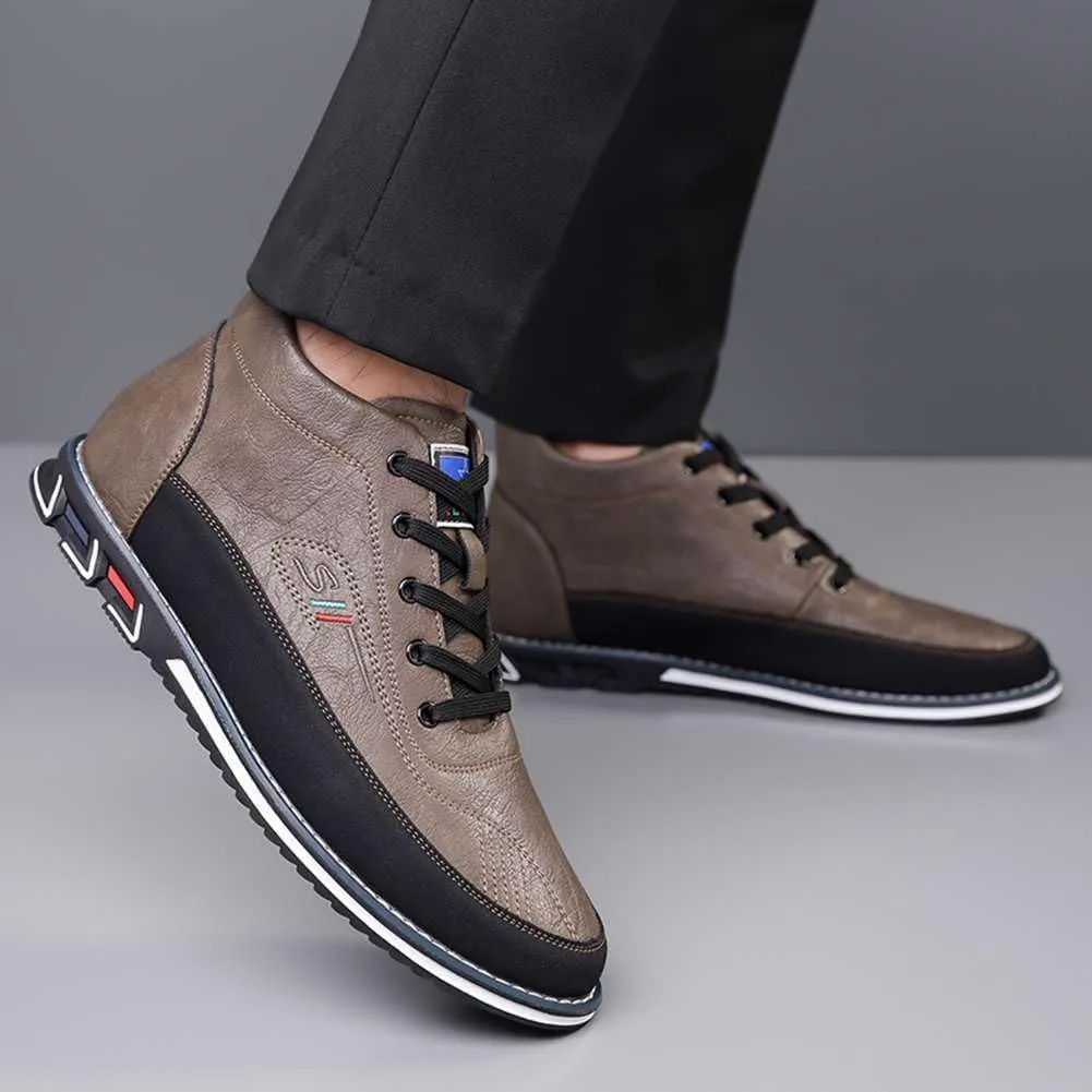 mitvr Men's Casual Dress Boots Motorcycle Boots Plus Size Ankle Boots Lace Up Fashion Leather Boots Business Wedding Party Shoes