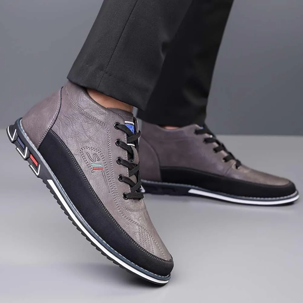 mitvr Men's Casual Dress Boots Motorcycle Boots Plus Size Ankle Boots Lace Up Fashion Leather Boots Business Wedding Party Shoes