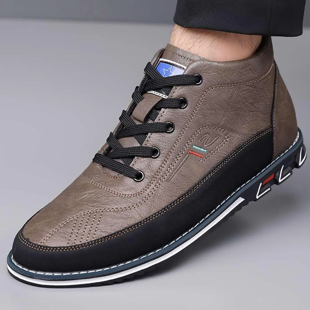 mitvr Men's Casual Dress Boots Motorcycle Boots Plus Size Ankle Boots Lace Up Fashion Leather Boots Business Wedding Party Shoes