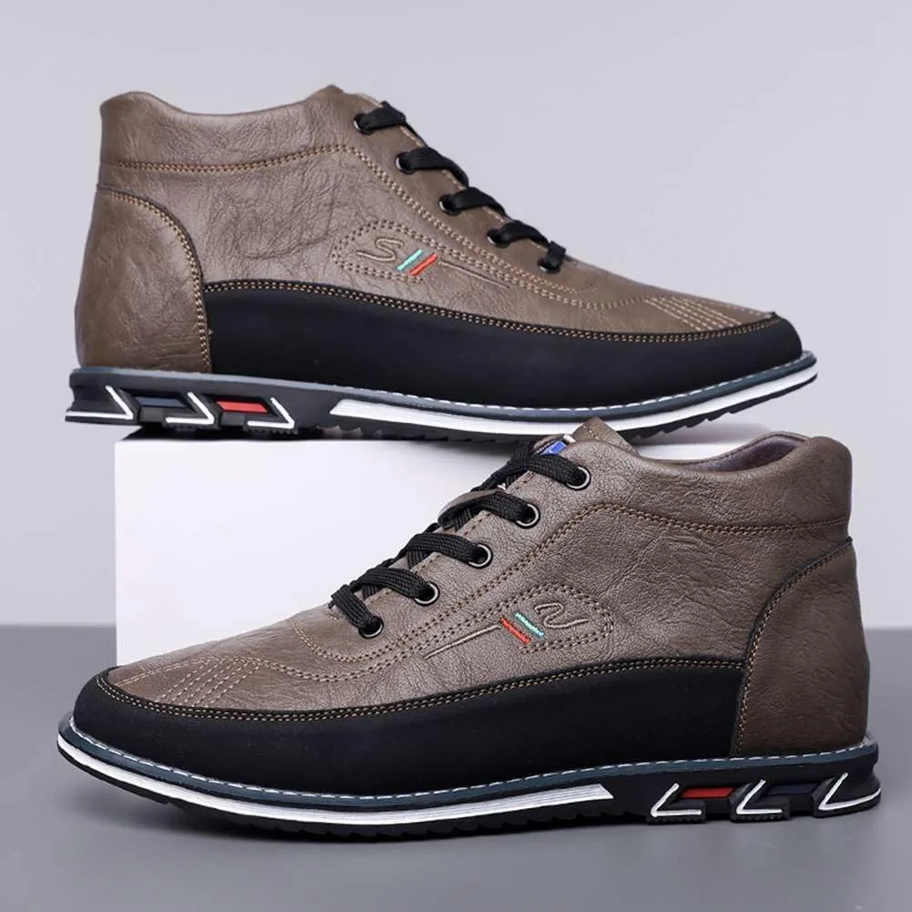 mitvr Men's Casual Dress Boots Motorcycle Boots Plus Size Ankle Boots Lace Up Fashion Leather Boots Business Wedding Party Shoes
