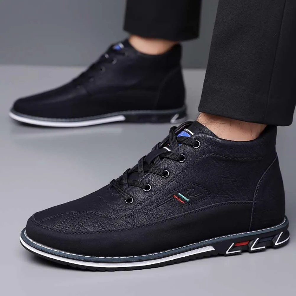 mitvr Men's Casual Dress Boots Motorcycle Boots Plus Size Ankle Boots Lace Up Fashion Leather Boots Business Wedding Party Shoes