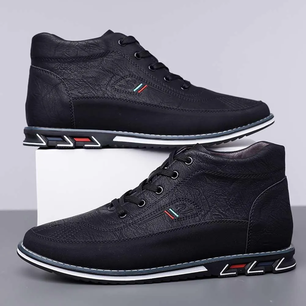 mitvr Men's Casual Dress Boots Motorcycle Boots Plus Size Ankle Boots Lace Up Fashion Leather Boots Business Wedding Party Shoes