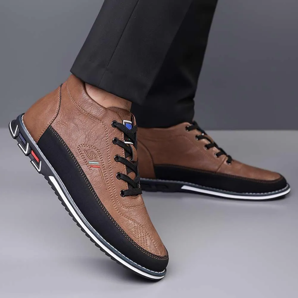 mitvr Men's Casual Dress Boots Motorcycle Boots Plus Size Ankle Boots Lace Up Fashion Leather Boots Business Wedding Party Shoes