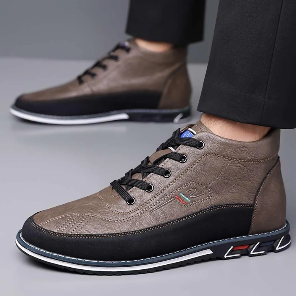 mitvr Men's Casual Dress Boots Motorcycle Boots Plus Size Ankle Boots Lace Up Fashion Leather Boots Business Wedding Party Shoes