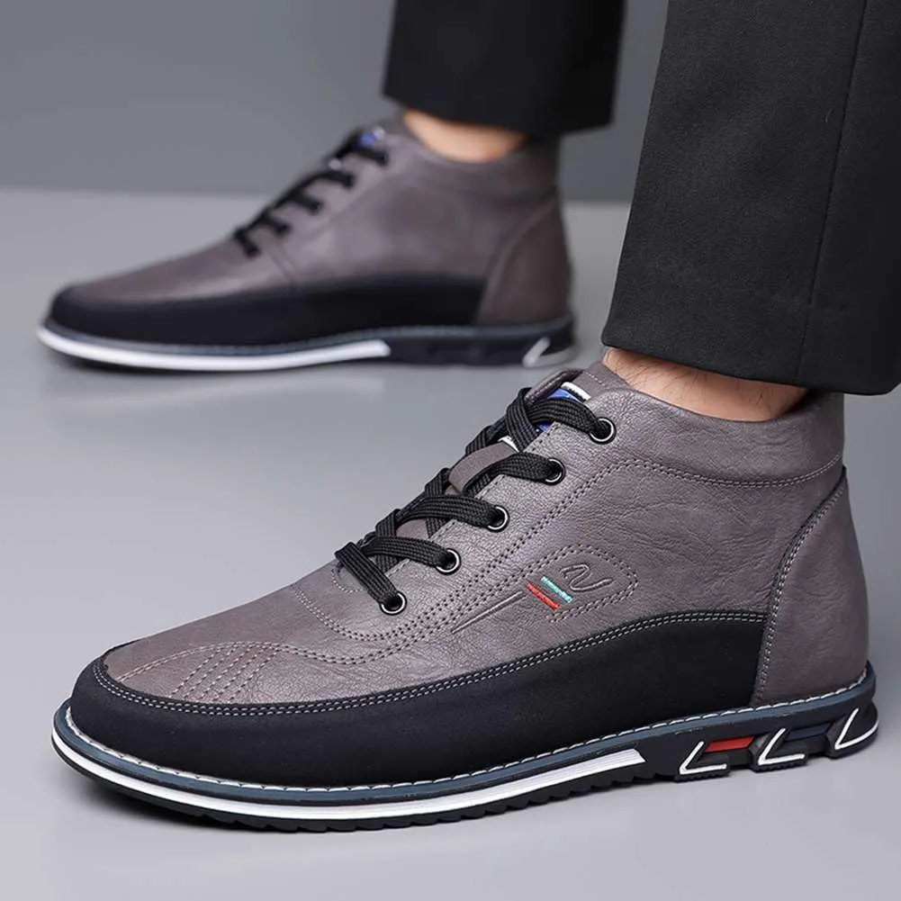 mitvr Men's Casual Dress Boots Motorcycle Boots Plus Size Ankle Boots Lace Up Fashion Leather Boots Business Wedding Party Shoes