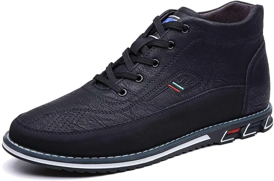 mitvr Men's Casual Dress Boots Motorcycle Boots Plus Size Ankle Boots Lace Up Fashion Leather Boots Business Wedding Party Shoes