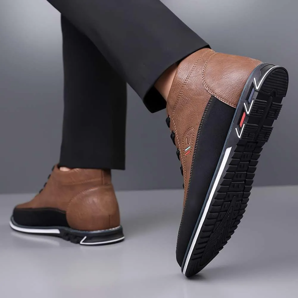 mitvr Men's Casual Dress Boots Motorcycle Boots Plus Size Ankle Boots Lace Up Fashion Leather Boots Business Wedding Party Shoes