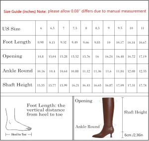 Modatope Knee High Boots Kitten Low Heel Faux Leather Pointed Toe Side Zipper Fall Long Tall Boots for Women