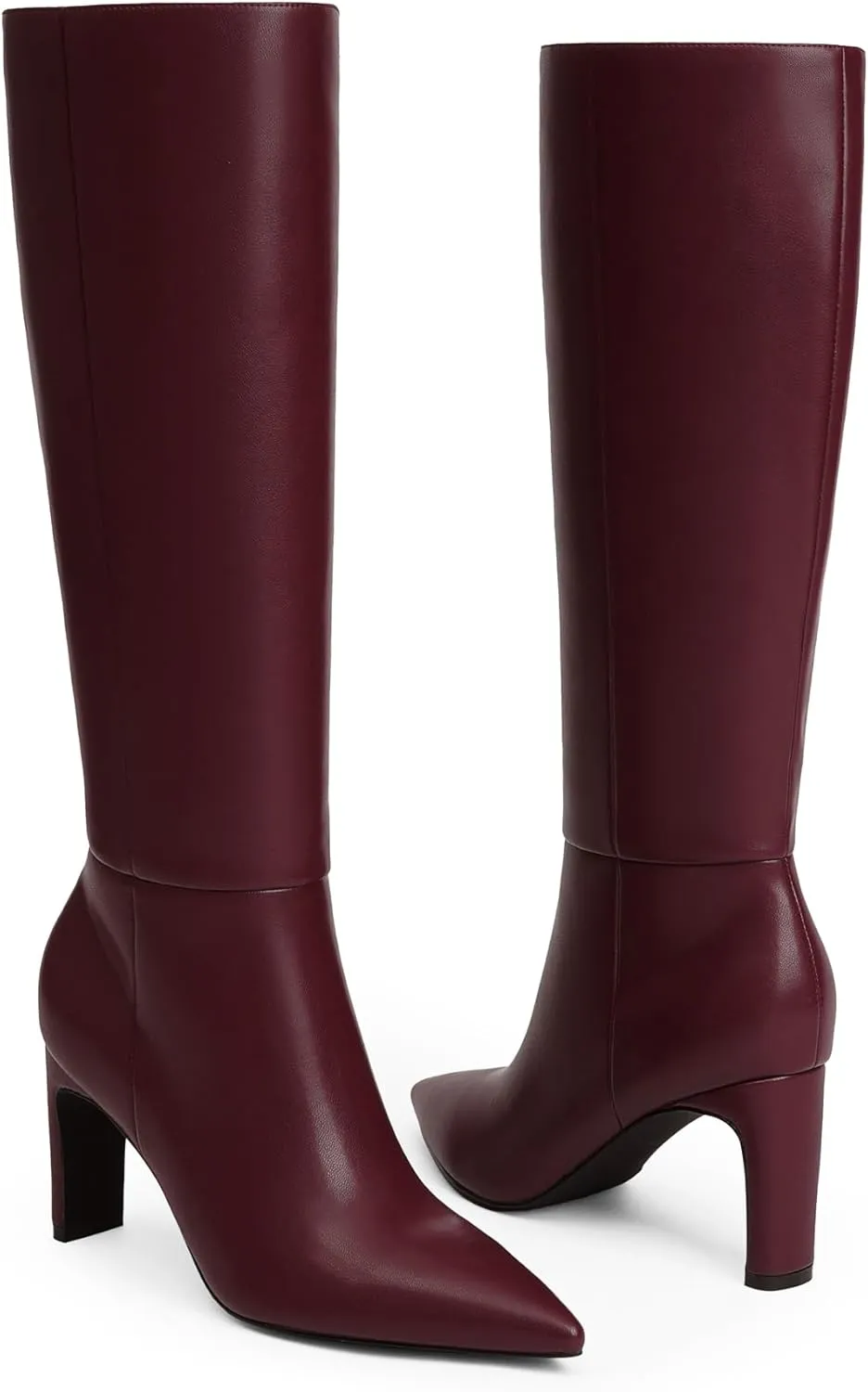 Modatope Tall Knee High Heeled Boots for Women - Pointed Toe, Chunky Heel, Side Zipper, Fall Long Boots