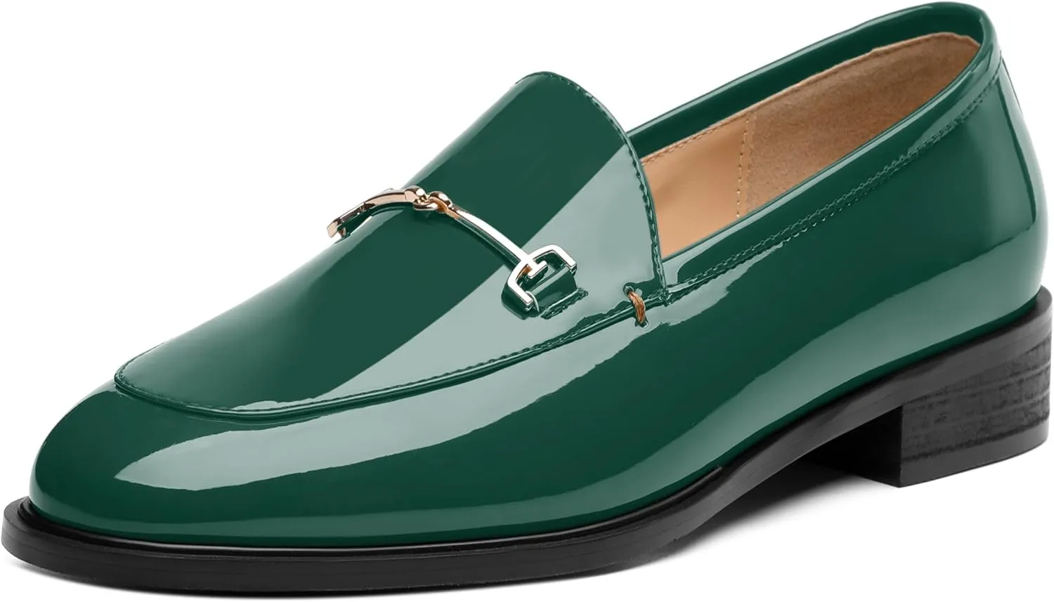 MODENCOCO Womens Loafers Shoes Platform Chunky Low Heel Penny Loafer Comfortable Patent Slip On Work Office Business Casual Fall Dress Shoes Size 12.5