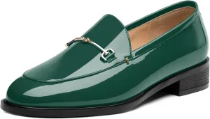 MODENCOCO Womens Loafers Shoes Platform Chunky Low Heel Penny Loafer Comfortable Patent Slip On Work Office Business Casual Fall Dress Shoes Size 12.5