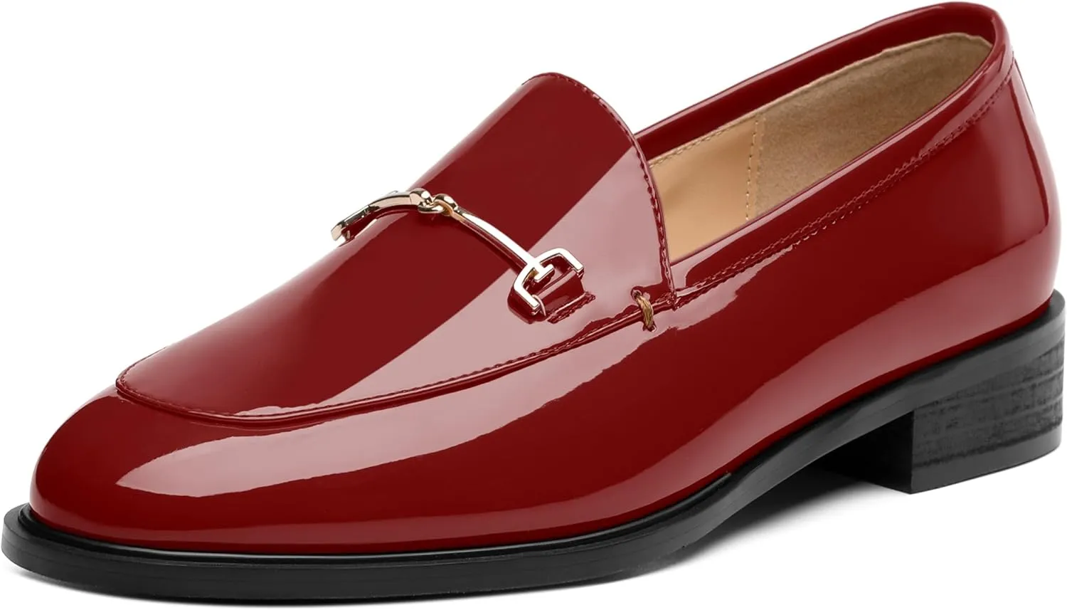 MODENCOCO Womens Loafers Shoes Platform Chunky Low Heel Penny Loafer Comfortable Patent Slip On Work Office Business Casual Fall Dress Shoes Size 12.5