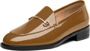 MODENCOCO Womens Loafers Shoes Platform Chunky Low Heel Penny Loafer Comfortable Patent Slip On Work Office Business Casual Fall Dress Shoes Size 12.5