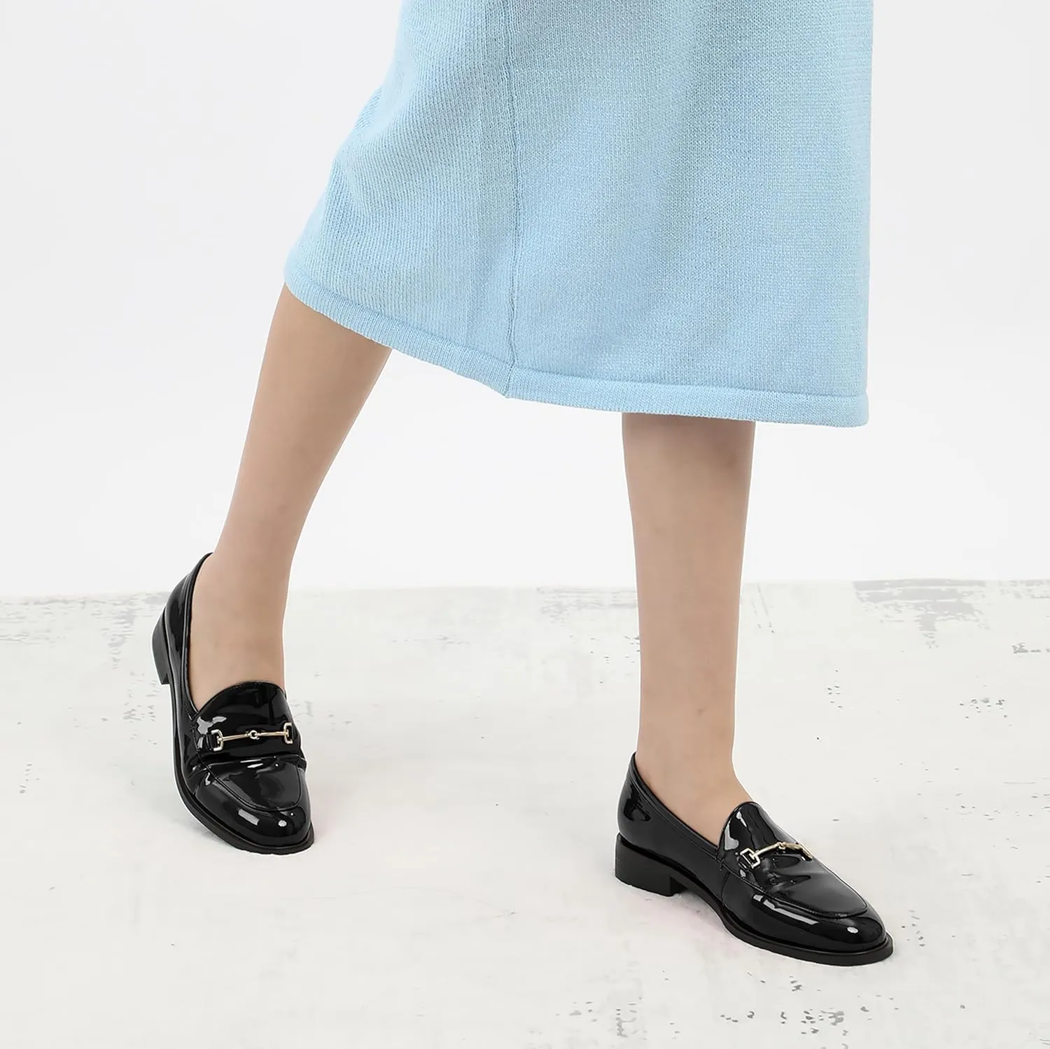 MODENCOCO Womens Loafers Shoes Platform Chunky Low Heel Penny Loafer Comfortable Patent Slip On Work Office Business Casual Fall Dress Shoes Size 12.5