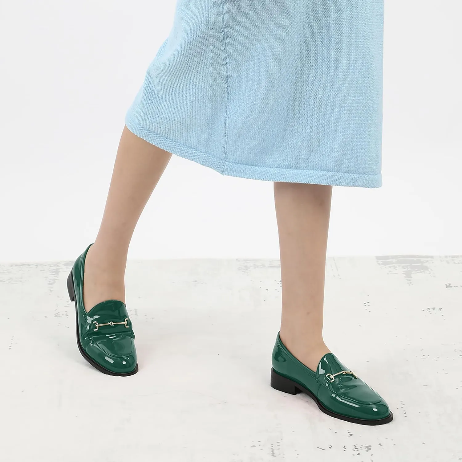 MODENCOCO Womens Loafers Shoes Platform Chunky Low Heel Penny Loafer Comfortable Patent Slip On Work Office Business Casual Fall Dress Shoes Size 12.5