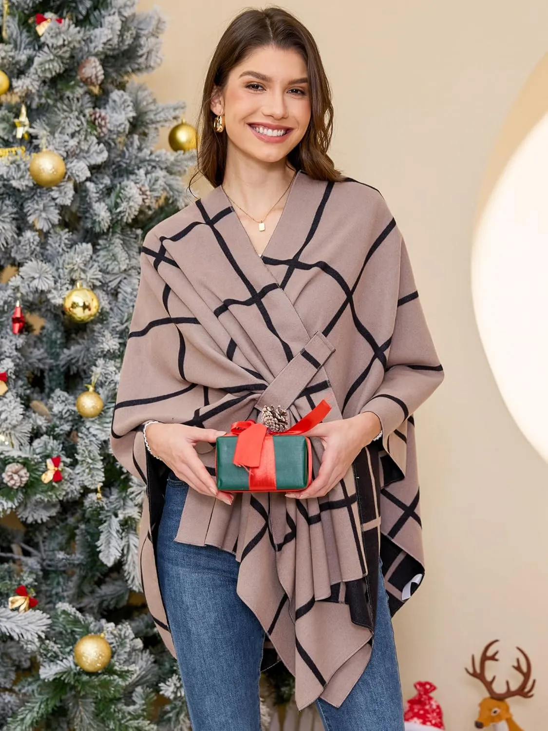 Moss Rose Women's Shawl Wrap Poncho Ruana Cape Open Front Cardigan Shawls for Fall Winter