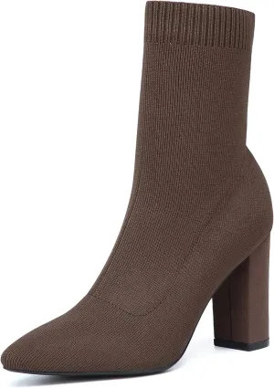 Mousse FIT Women’s Minimalist Pointed Toe Chunky Heeled Ankle Boots