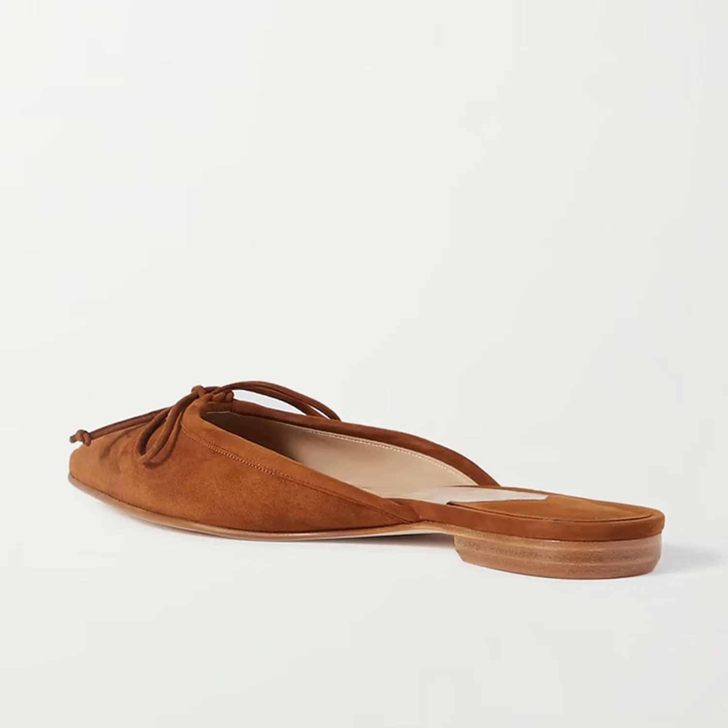 Mules for Women Satin Square Toe Bow Flats Closed Toe Slip on Backless Loafers