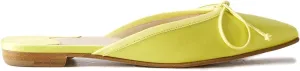 Mules for Women Satin Square Toe Bow Flats Closed Toe Slip on Backless Loafers