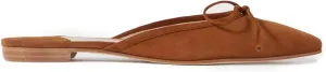 Mules for Women Satin Square Toe Bow Flats Closed Toe Slip on Backless Loafers