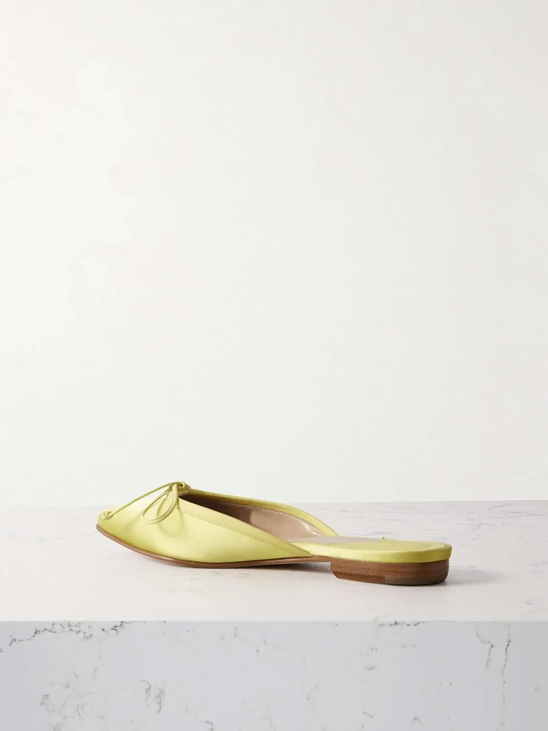 Mules for Women Satin Square Toe Bow Flats Closed Toe Slip on Backless Loafers