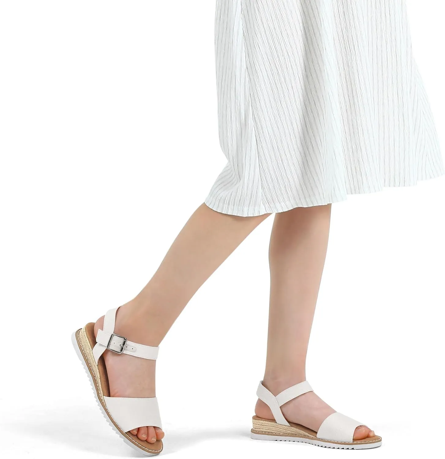 mysoft Women's Comfortable Wedge Sandals Casual Espadrilles Ankle Strap Open Toe Walking Summer Shoes