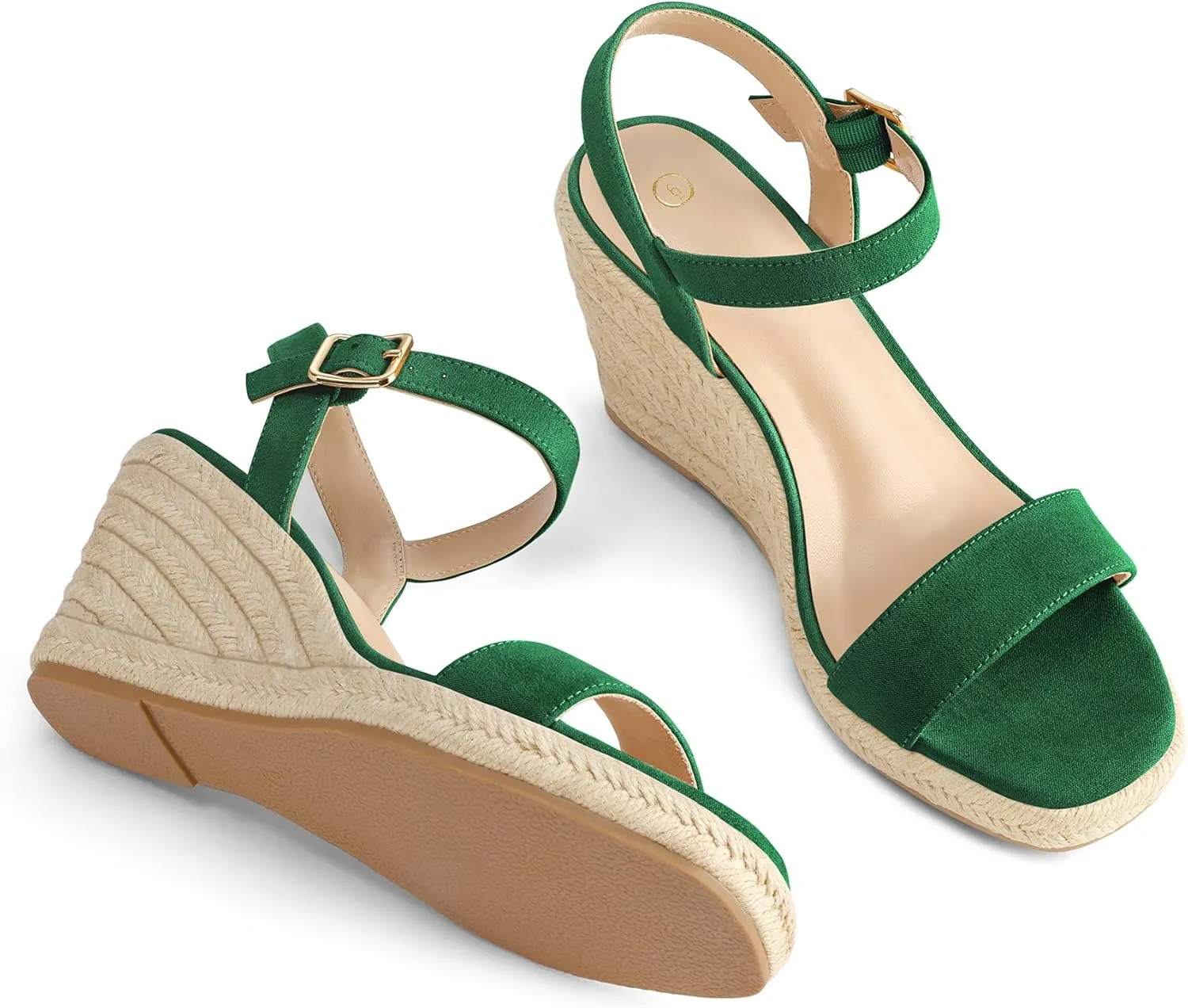 mysoft Women's Platform Espadrille Wedge Sandals Square Open Toe Ankle Strap Buckle Casual Summer Dressy Sandals