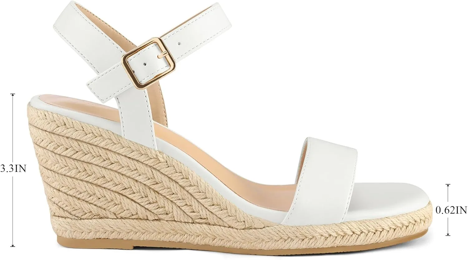 mysoft Women's Platform Espadrille Wedge Sandals Square Open Toe Ankle Strap Buckle Casual Summer Dressy Sandals