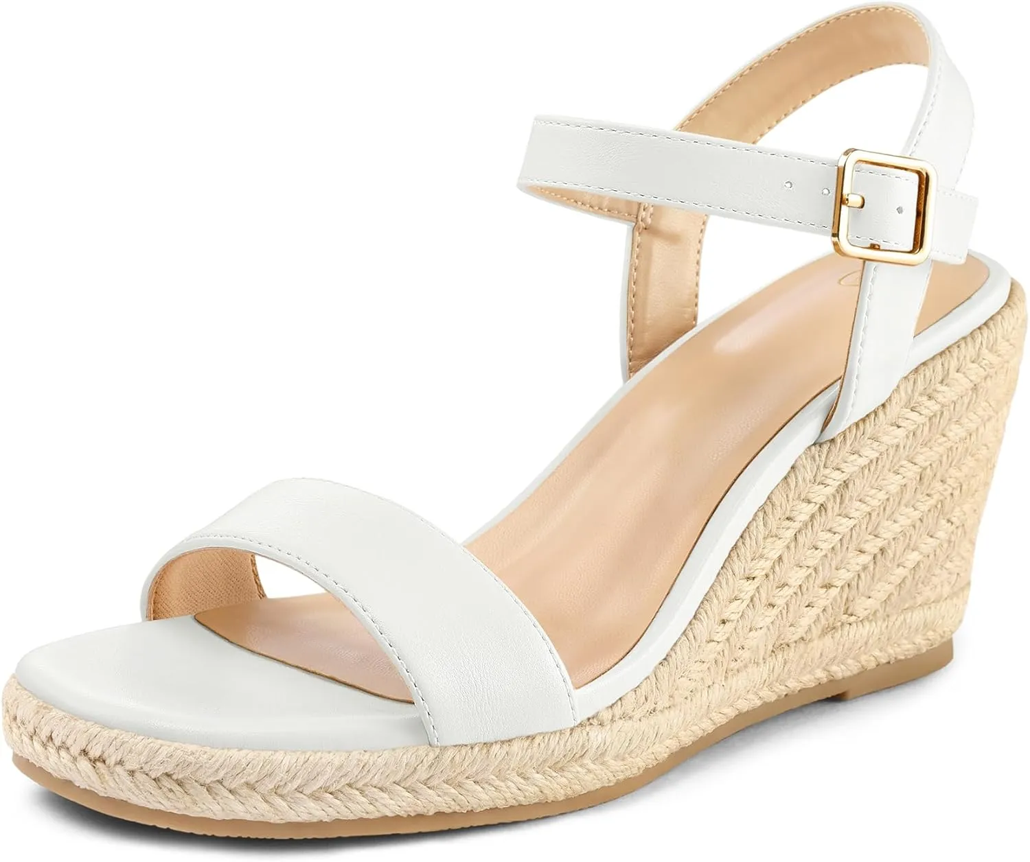mysoft Women's Platform Espadrille Wedge Sandals Square Open Toe Ankle Strap Buckle Casual Summer Dressy Sandals