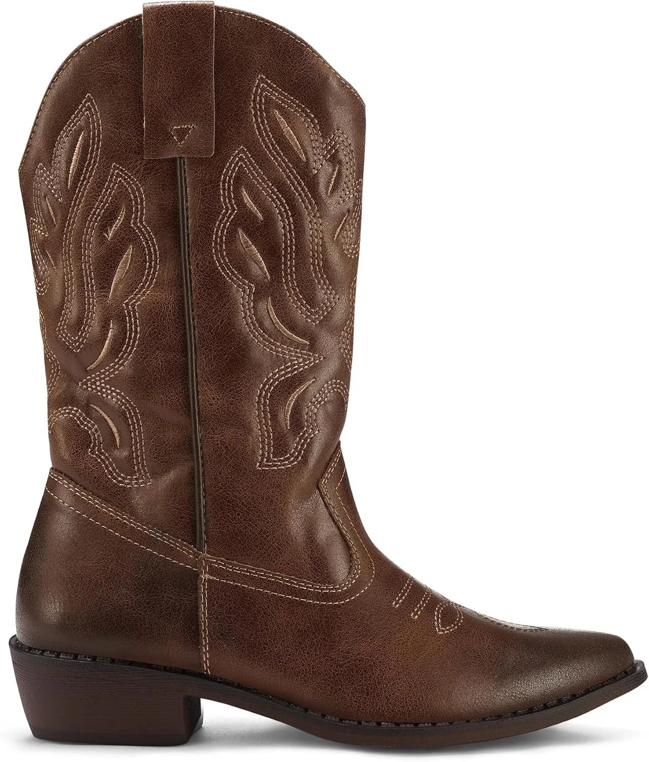 mysoft Women's Western Cowboy Boots Embroidered Mid-Calf Pointed Toe Cowgirl Boot