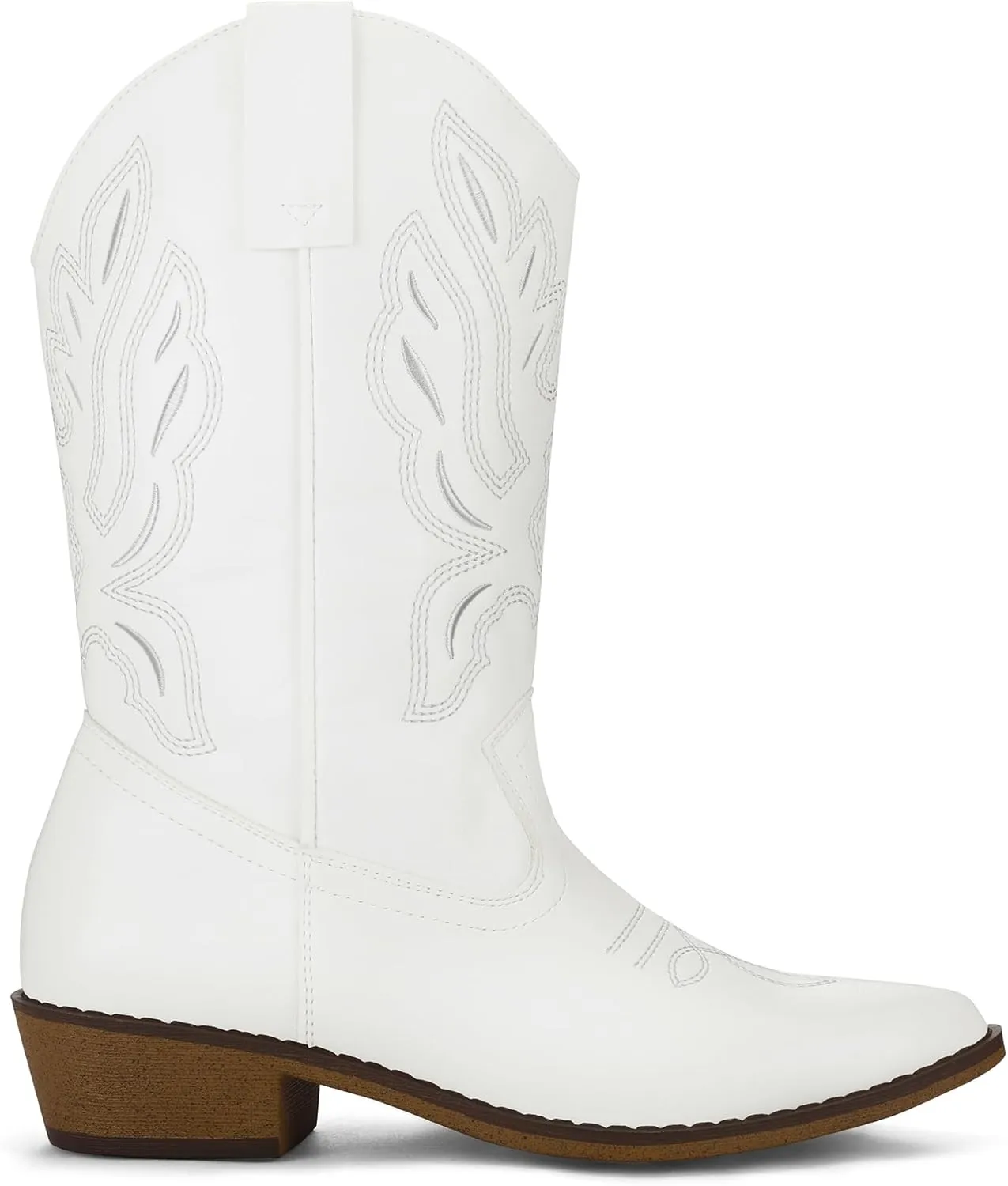 mysoft Women's Western Cowboy Boots Embroidered Mid-Calf Pointed Toe Cowgirl Boot