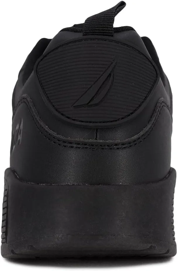 Nautica Men's Black Low-Top Fashion Sneakers – Lightweight Lace-Up Athletic Trainers for Walking, Basketball, and Everyday Style – Backshore