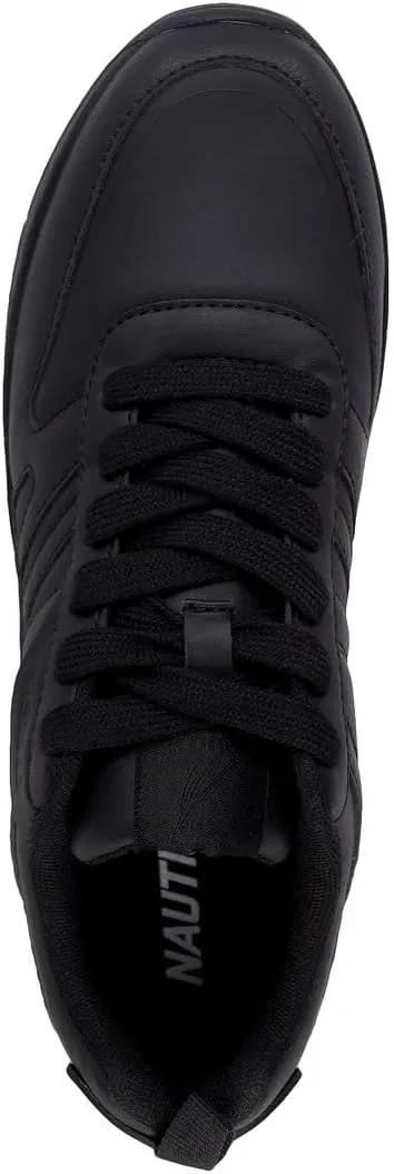 Nautica Men's Black Low-Top Fashion Sneakers – Lightweight Lace-Up Athletic Trainers for Walking, Basketball, and Everyday Style – Backshore