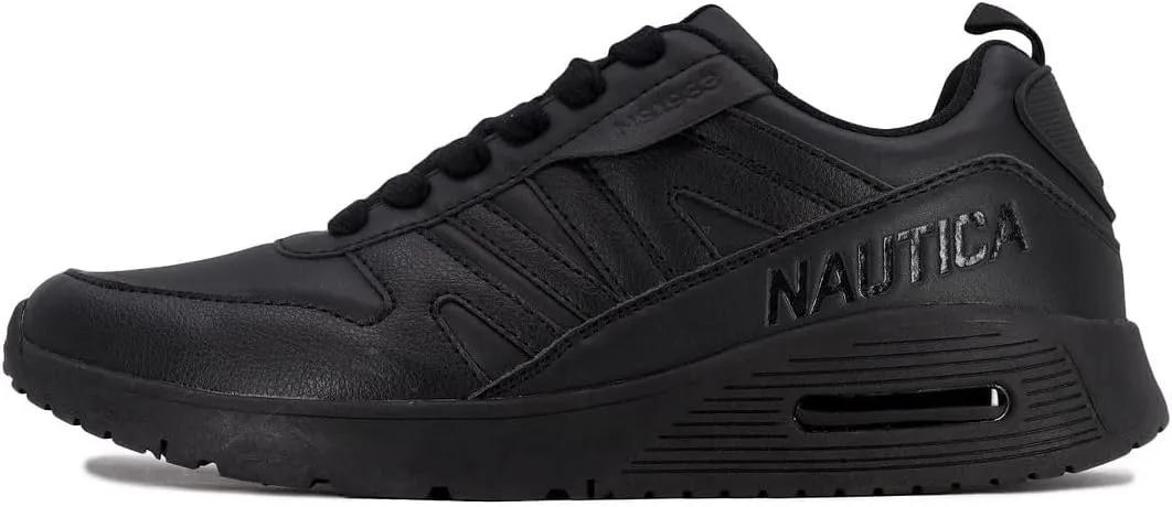 Nautica Men's Black Low-Top Fashion Sneakers – Lightweight Lace-Up Athletic Trainers for Walking, Basketball, and Everyday Style – Backshore