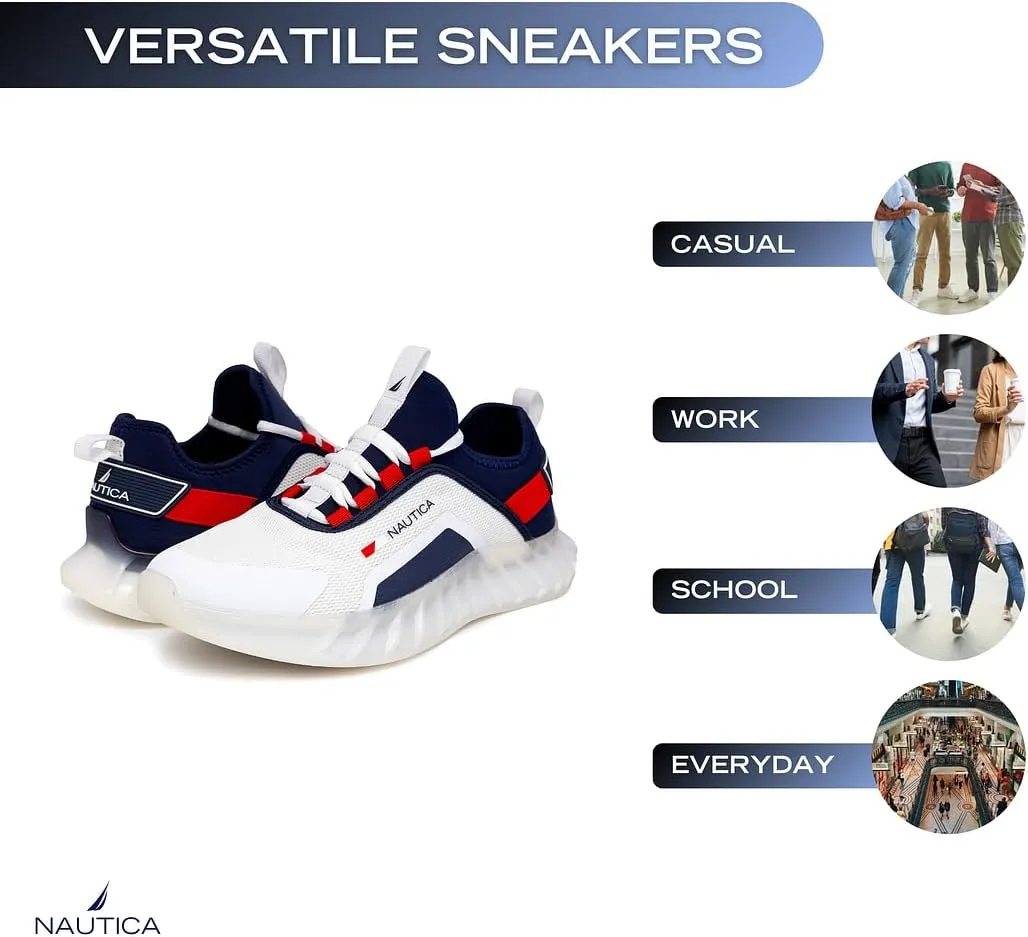 Nautica Men's Casual Fashion Sneakers – Lightweight Lace-Up Athletic Walking Shoes for Gym & Tennis, Comfortable