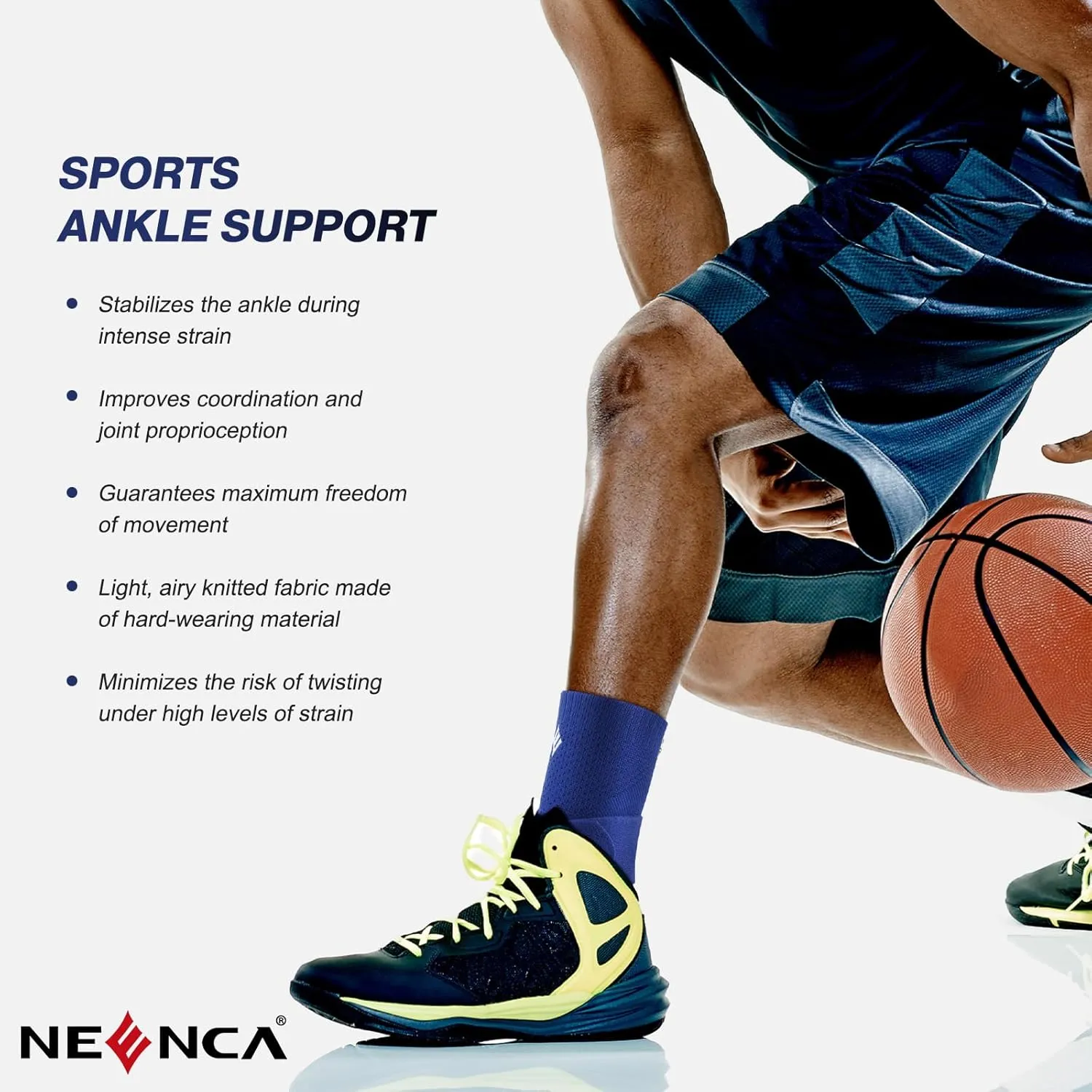NEENCA Ankle Brace for Sprained Ankle with Removable Strap, Compression Sleeve for Plantar Fasciitis Relief Achilles Tendonitis, Ankle Support Brace, Ankle Stabilizer Wrap for Pain Relief, Women & Men