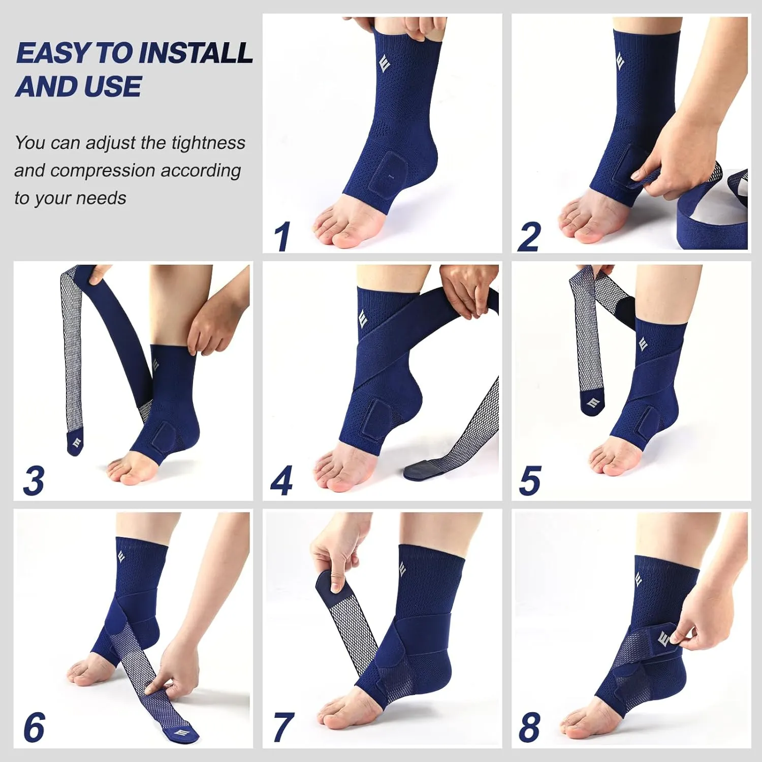 NEENCA Ankle Brace for Sprained Ankle with Removable Strap, Compression Sleeve for Plantar Fasciitis Relief Achilles Tendonitis, Ankle Support Brace, Ankle Stabilizer Wrap for Pain Relief, Women & Men