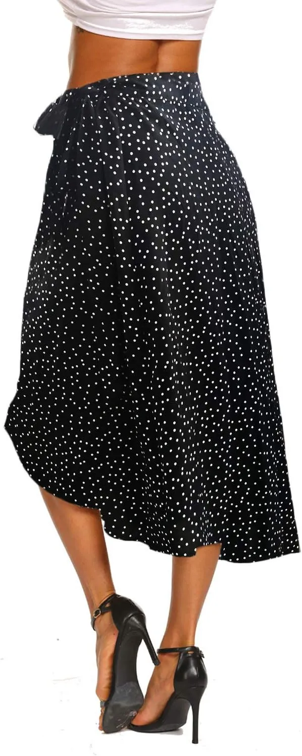 Newchoice Women's Boho Leopard Skirt High Low Split Summer Beach Midi Wrap Skirts