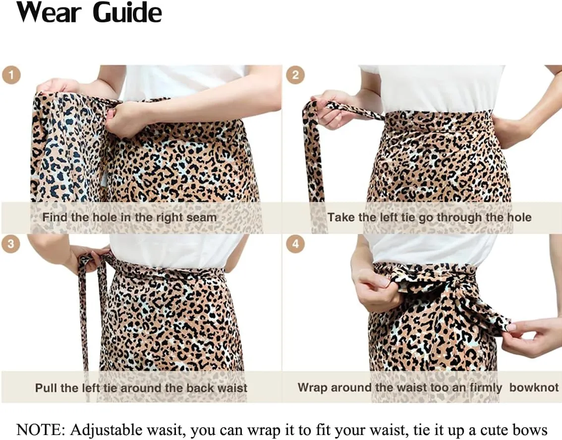 Newchoice Women's Boho Leopard Skirt High Low Split Summer Beach Midi Wrap Skirts