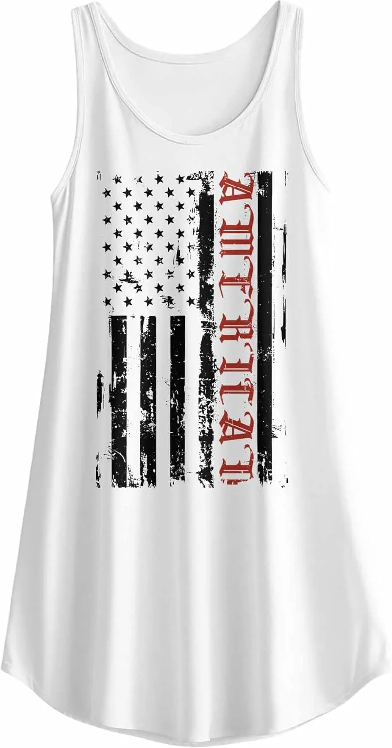 Nightgowns for Women American Flag Vintage Sleeveless Sleepwear Racerback Women's Nightgowns & Sleepshirts S-4XL