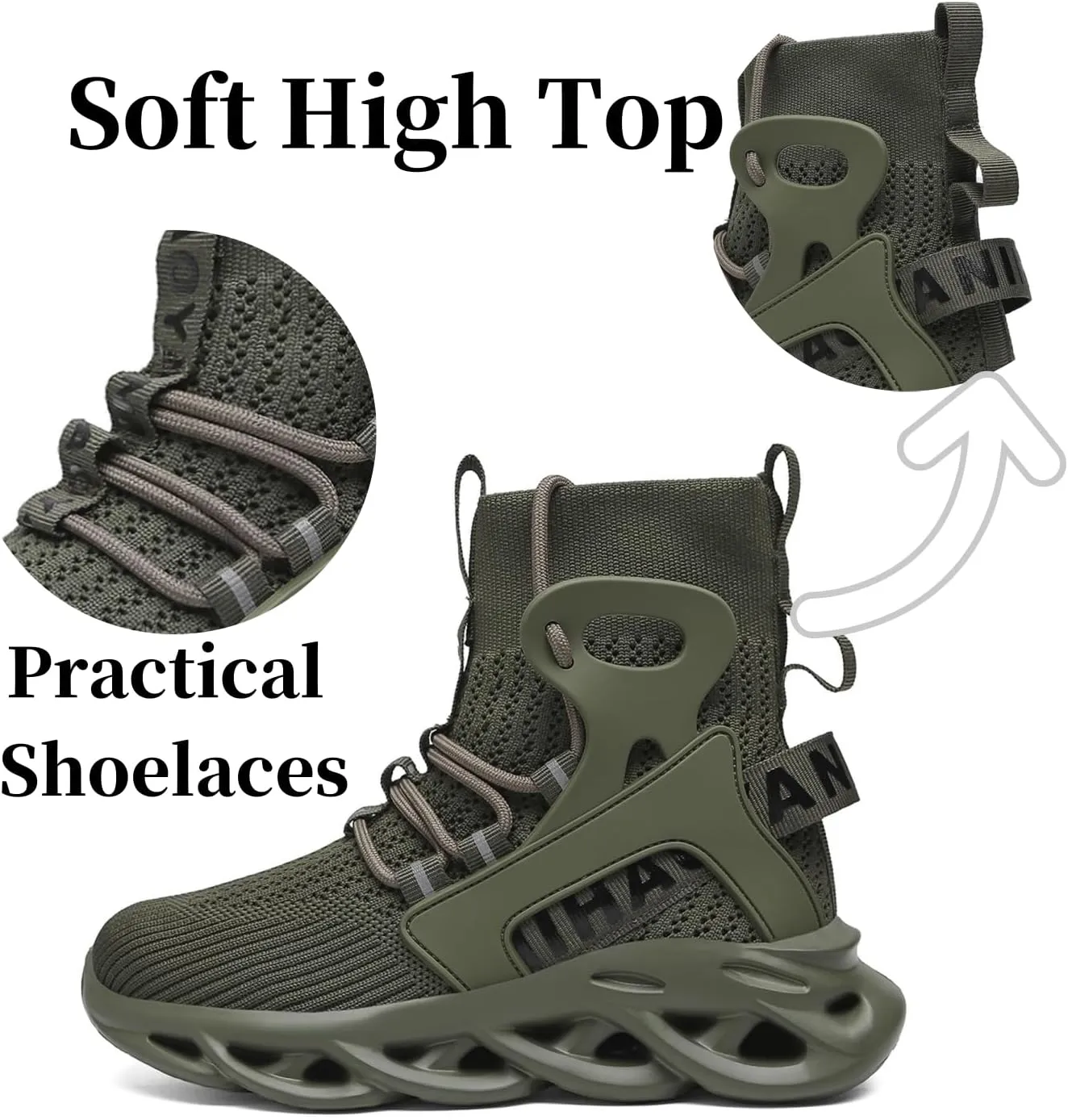 Nihaoya Girls Boys Sneakers,Boot-Like Kids Tennis Shoes,High Top Breathable Mesh Running Shoes for Boy Footwear Wrap Ankle for Little/Big Kid