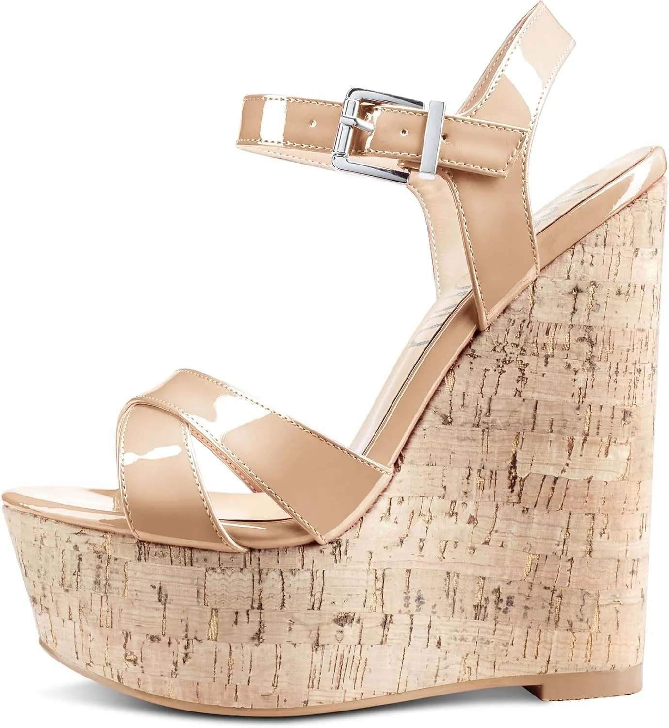 NobleOnly Women's Wedge High Heels Platform Ankle Strap Sandals Open Toe Slingback Basic Office Sandal 6" Heel Shoes