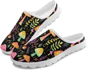Novelty Mushrooms Women's Slip On Mule Sneakers Anti-Slip Walking Shoes with Elastic Thick Sole for Outdoor Indoor