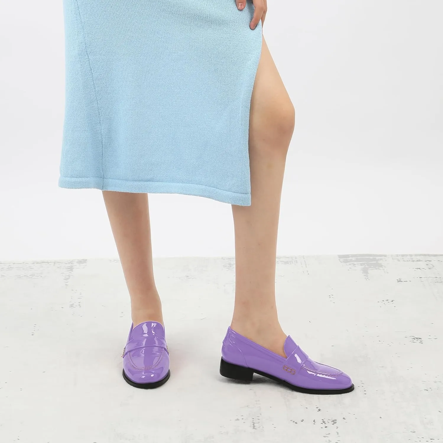 NUMALEO Women's Loafers Penny Loafers & Slip-ons Flats Closed Round Toe Low Heel Shoes 1 Inch Patent Fashion Casual Shoes Comfortable Work Office Flats Dressy Shoes