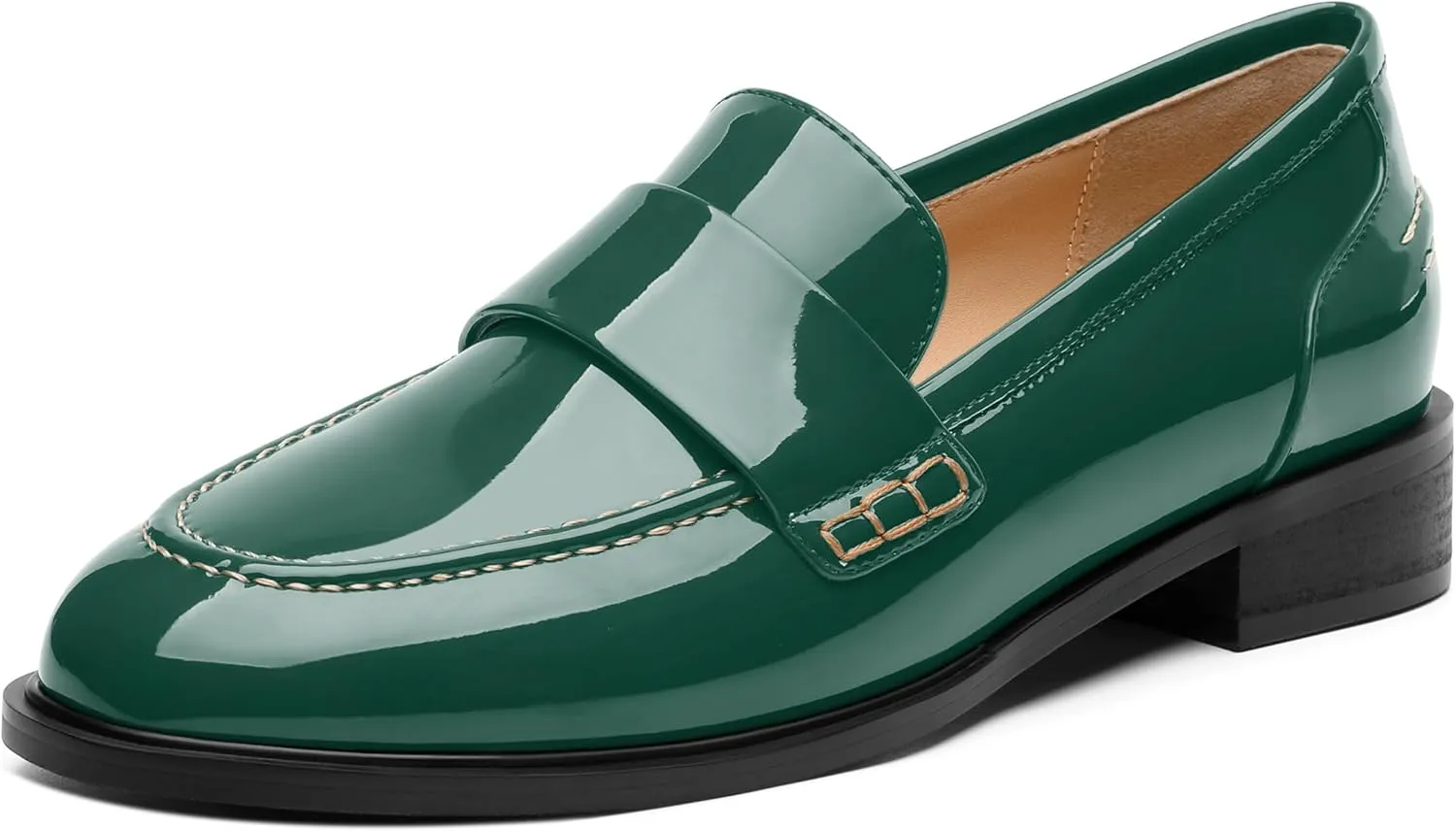 NUMALEO Women's Loafers Penny Loafers & Slip-ons Flats Closed Round Toe Low Heel Shoes 1 Inch Patent Fashion Casual Shoes Comfortable Work Office Flats Dressy Shoes