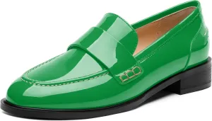 NUMALEO Women's Loafers Penny Loafers & Slip-ons Flats Closed Round Toe Low Heel Shoes 1 Inch Patent Fashion Casual Shoes Comfortable Work Office Flats Dressy Shoes