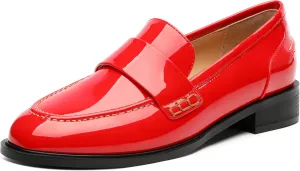 NUMALEO Women's Loafers Penny Loafers & Slip-ons Flats Closed Round Toe Low Heel Shoes 1 Inch Patent Fashion Casual Shoes Comfortable Work Office Flats Dressy Shoes